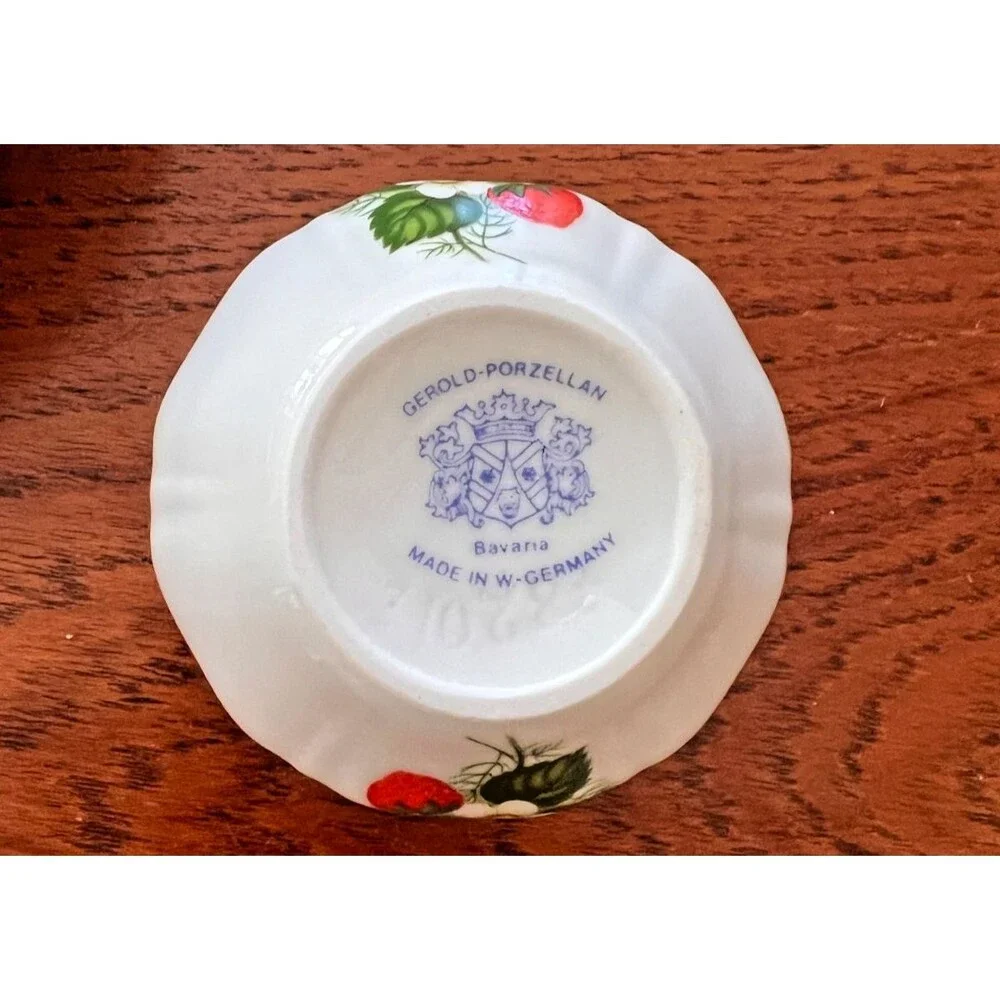 Vintage Gerold Porzellan Bavaria Strawberry Creamer Sugar Bowl Tray Set, West Ge